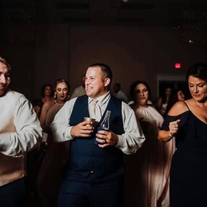Wedding guests dancing