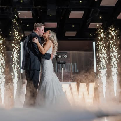 Wedding first dance with cold sparks